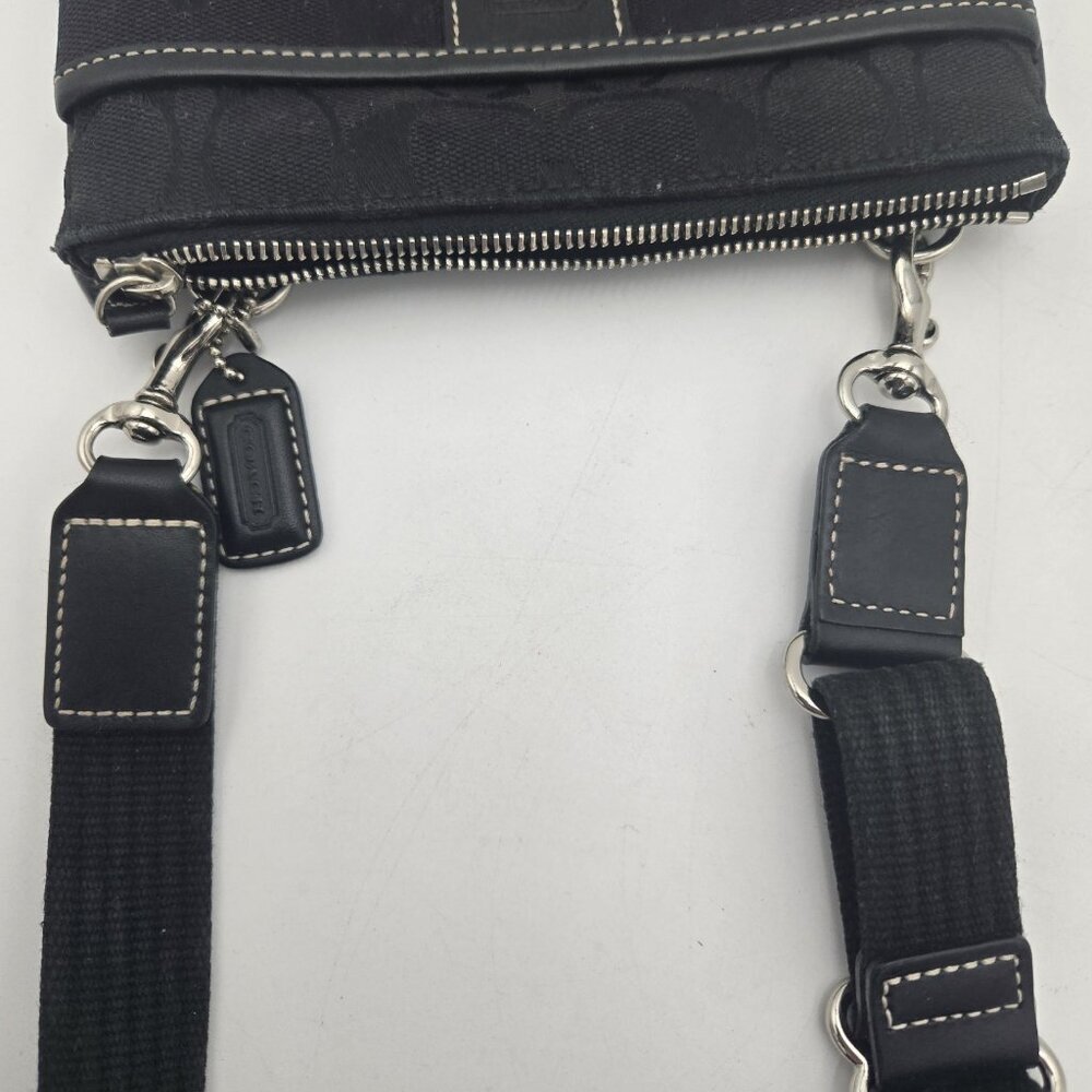 Coach BLACK Crossbody Bag Signature Logo Strap Side Zipper Pocket Leatherware EU - Picture 14 of 16